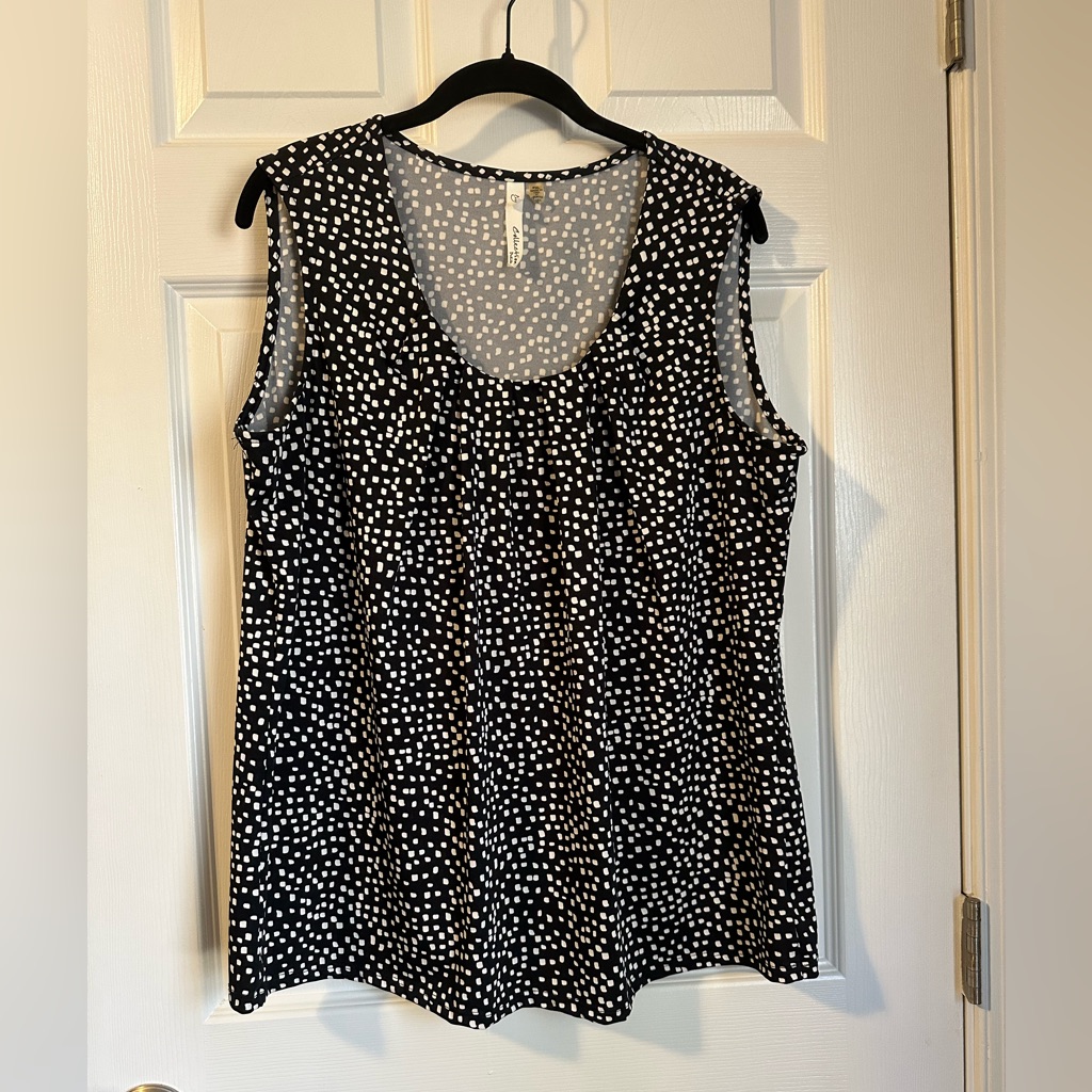 Polka Dot Women’s Dress Tank - Petite Xl Black And White